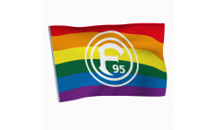 Hissflagge Fortuna Düsseldorf Vielfalt Regenbogen - 100 x 150 cm